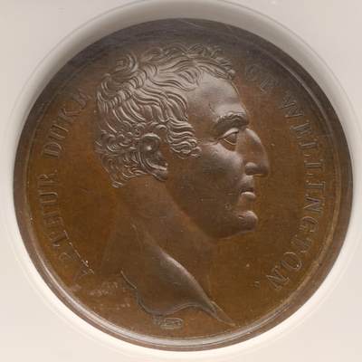 掌中浮雕-藏着的欧洲第053场 - NGC MS63: 英国滑铁卢战役纪念铜章，41mm