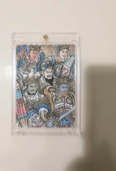 阳大大卡牌拍卖第103期（持续收拍品，周五晚上九点截拍，进群福利早知道） - 【手绘卡】卢艺丰手绘卡 封神护国天王团—四大天王、闻太师，画工精湛，金线描边