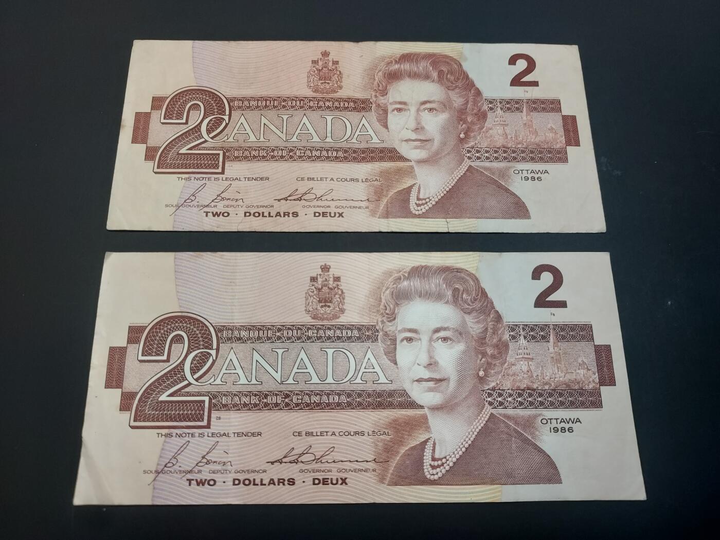 博彦收藏   3月7日 8点钱币专场 全场包邮 加拿大 女皇2元 2枚 流通品