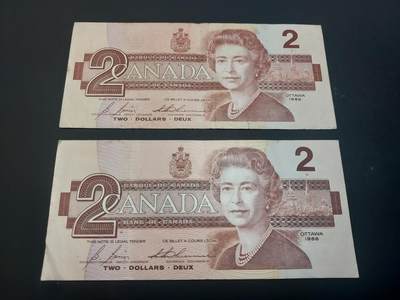 博彦收藏   3月7日 8点钱币专场 全场包邮 - 加拿大 女皇2元 2枚 流通品