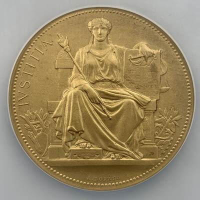 掌中浮雕-藏着的欧洲第053场 - NGC MS66 ：1908年法国马赛商业法庭镀金银章，50mm