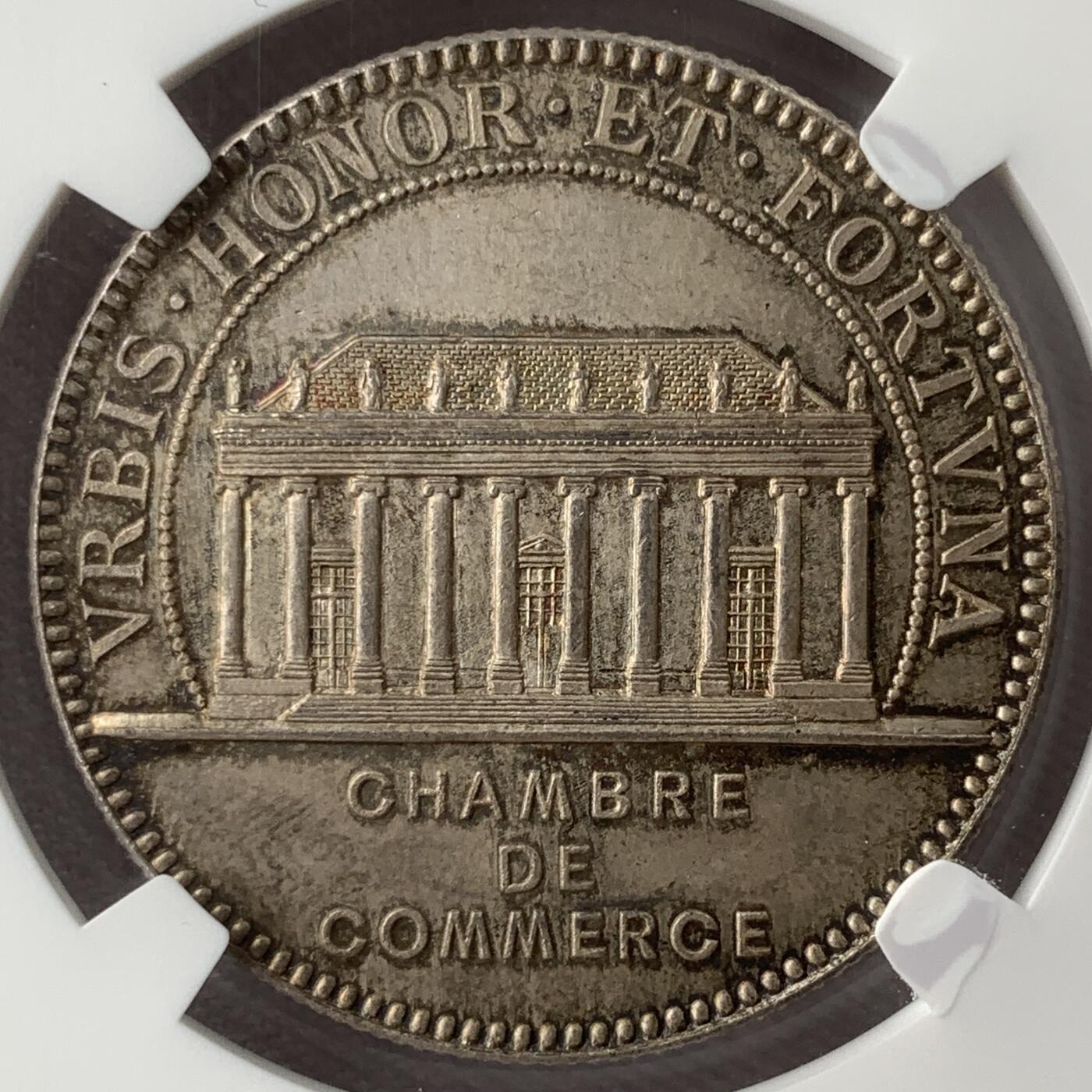 掌中浮雕-藏着的欧洲第053场 NGC MS65 ：法国南特市商会银章，32mm