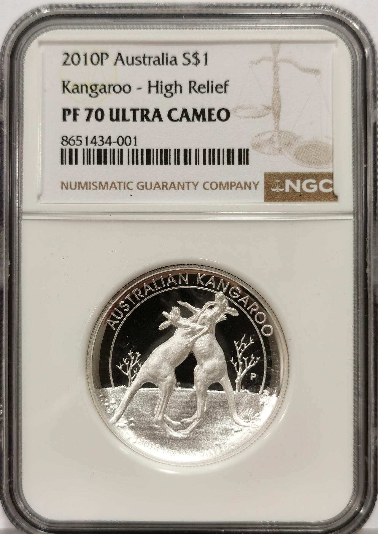 博洋堂世界钱币拍卖第163期（全场包邮） NGC PF70UC 澳大利亚2010年加厚板袋鼠1元精制银币，1盎司纯银
