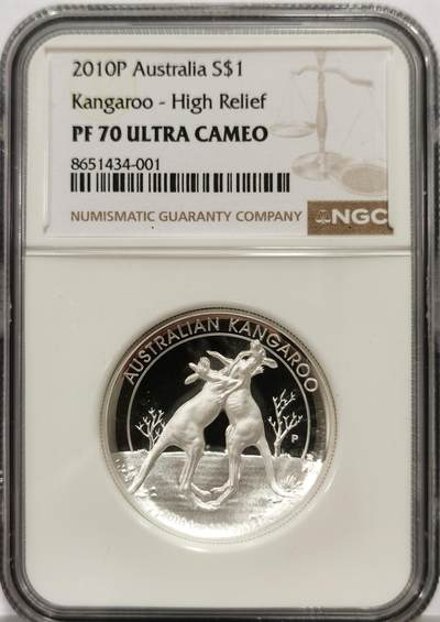 博洋堂世界钱币拍卖第163期（全场包邮） - NGC PF70UC 澳大利亚2010年加厚板袋鼠1元精制银币，1盎司纯银