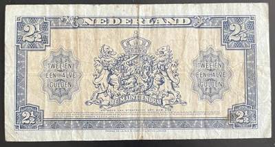 小福收藏拍卖第202期 流通品相裸钞 特惠场 本场全部为欧洲纸币【佣金仅收2% 不设最低佣金 全场包邮】 荷兰 1945年 2又1/2盾