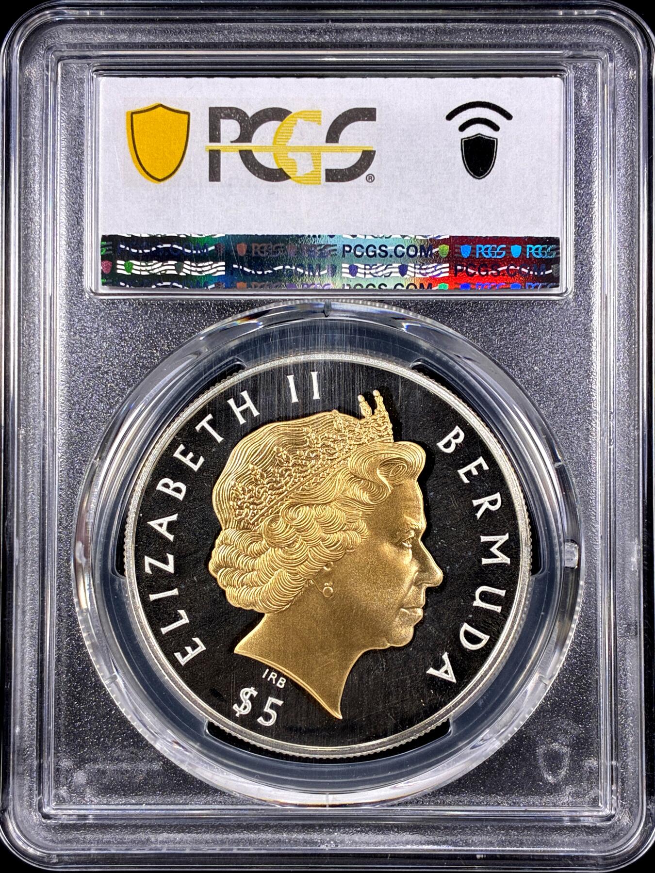 【雨安】【直播拍卖】【第0126期-评级币章】2026-03-07 周六 19:30 (金价1176, 银价22.16) [评级现代] Bermuda 百慕大 5元 2002年 伊丽莎白二世登基50周年 [28.28克,  0.925银] PCGS-PR68DCAM 精制币