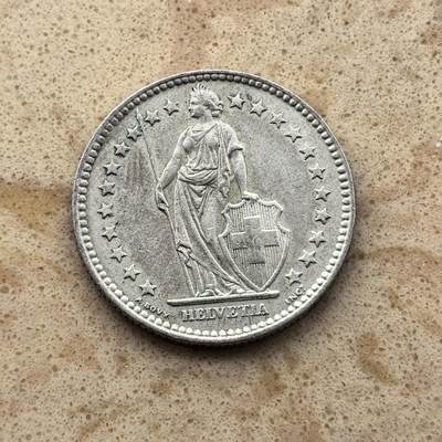 道一币馆币章第一百六十八场 - 瑞士1963年雪山女神2法郎银币  10g 835s