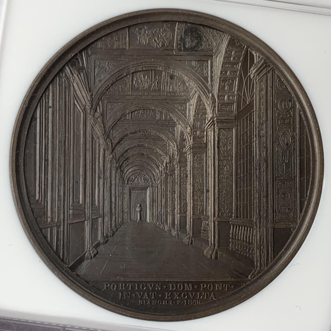 掌中浮雕-藏着的欧洲第053场 NGC MS63 ：1868年梵蒂冈教皇庇护九世纪念铜章，44mm