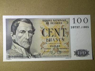 (800期大拍拍品火热征集中🔥）【Blue Auction】世界纸币精拍第790期——18级TOP拍卖/信誉/品质/专业/高效💫  - 比利时 1958年100法郎 法属风 UNC品相