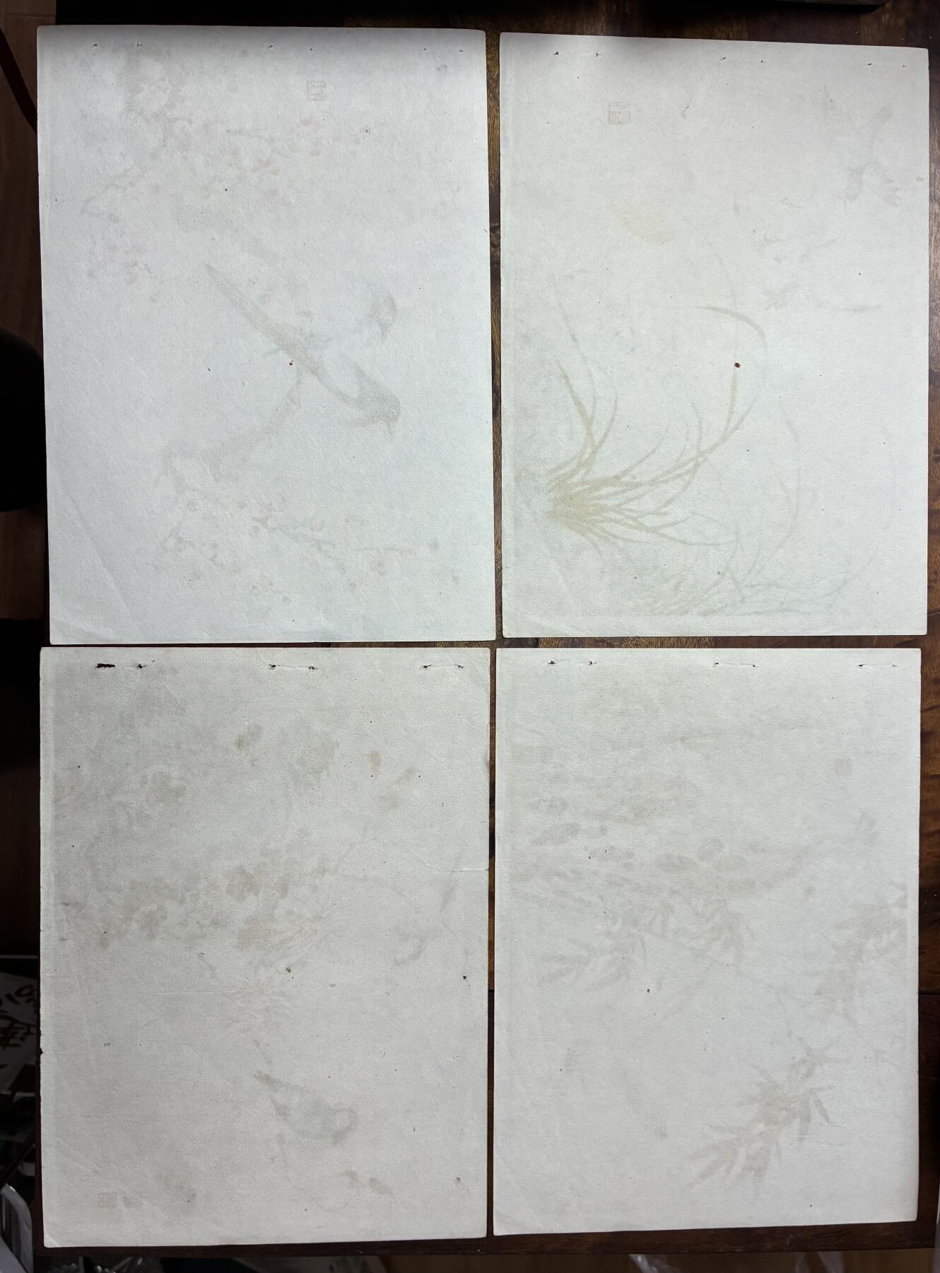 情怀旧藏儿时记忆经典收藏交流拍卖会 梅兰竹菊民国建国画宣传画一套4幅