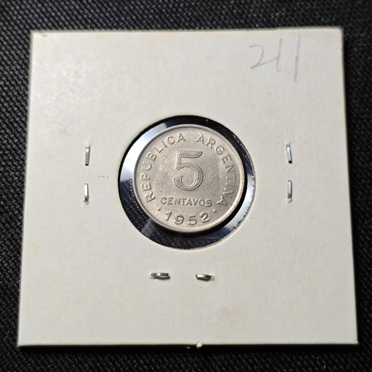 KK钱币收藏小铺   套币 批量/好品散币专场 2月预留时间 周末发货  1952阿根廷5分镍币 好品