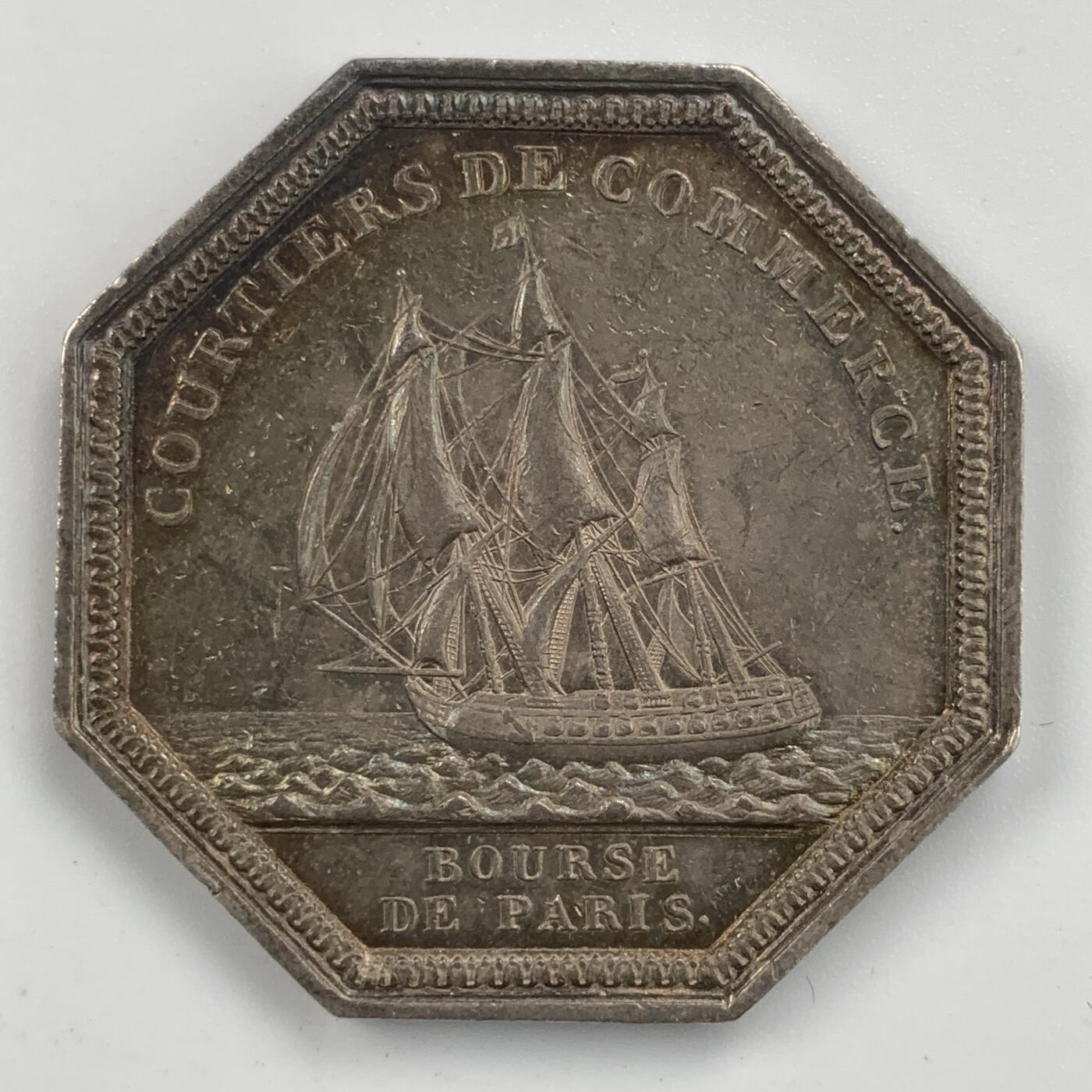 掌中浮雕-藏着的欧洲第053场 拿破仑一世头像，巴黎证券交易所八角银章，33.7mm，15.3g，光边无边铭