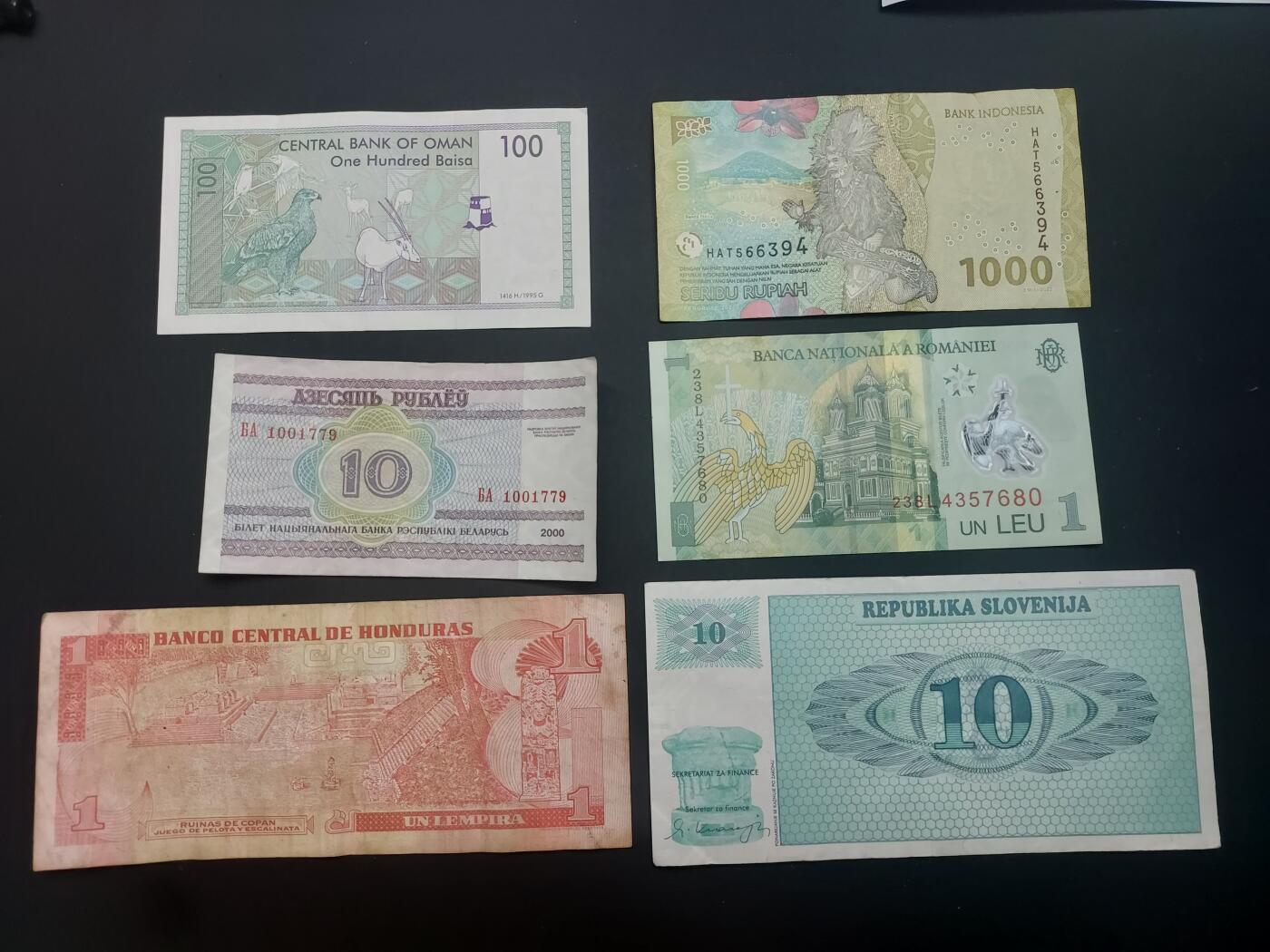 博彦收藏   3月7日 8点钱币专场 全场包邮 洪都拉斯 等外国纸币6枚，流通品