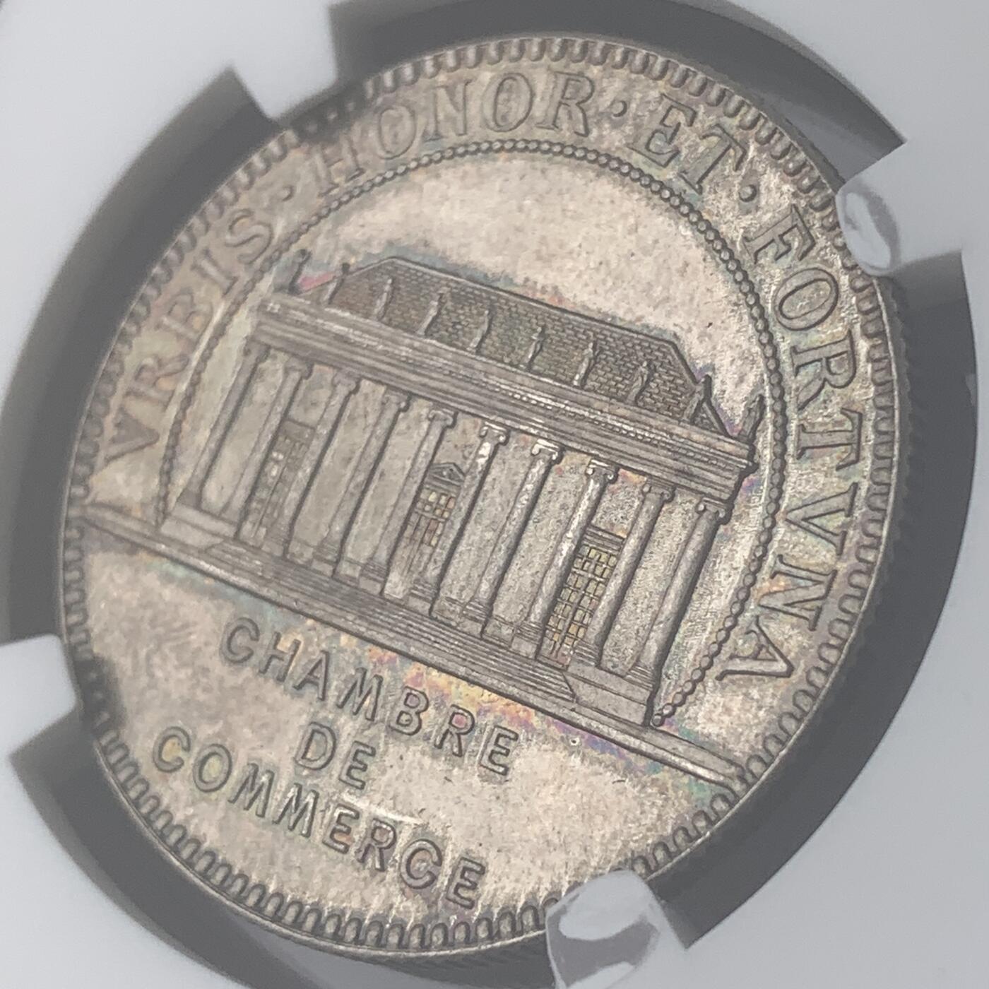 掌中浮雕-藏着的欧洲第053场 NGC MS65 ：法国南特市商会银章，32mm