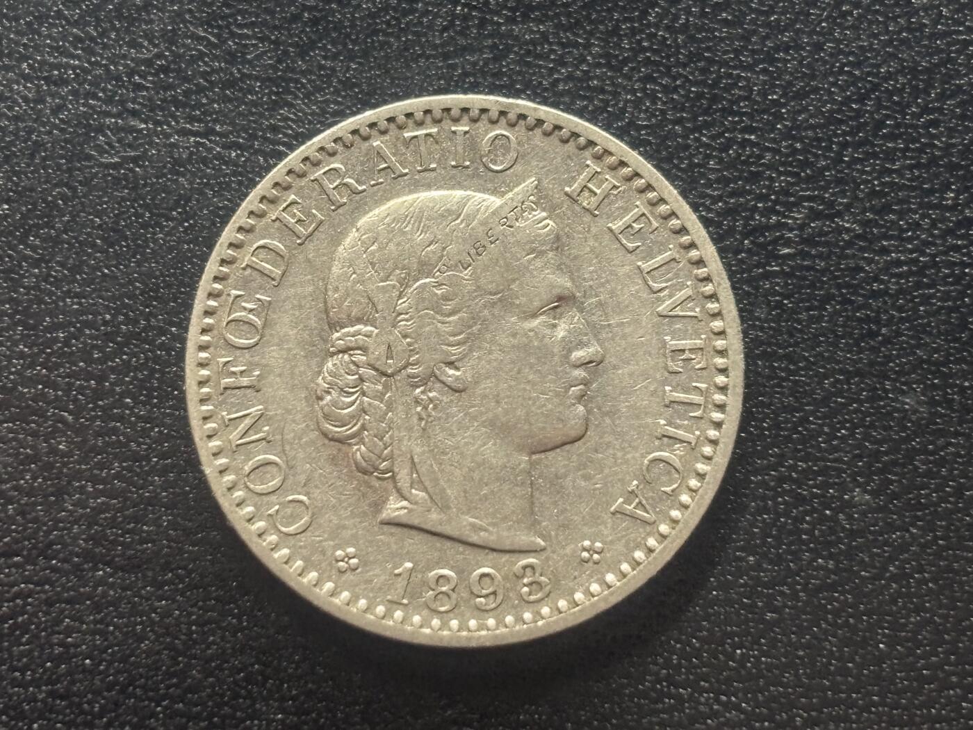 邮泉阁限时拍卖第四十二场（硬币在国外。请付邮费6元。） 瑞士1893年20拉彭