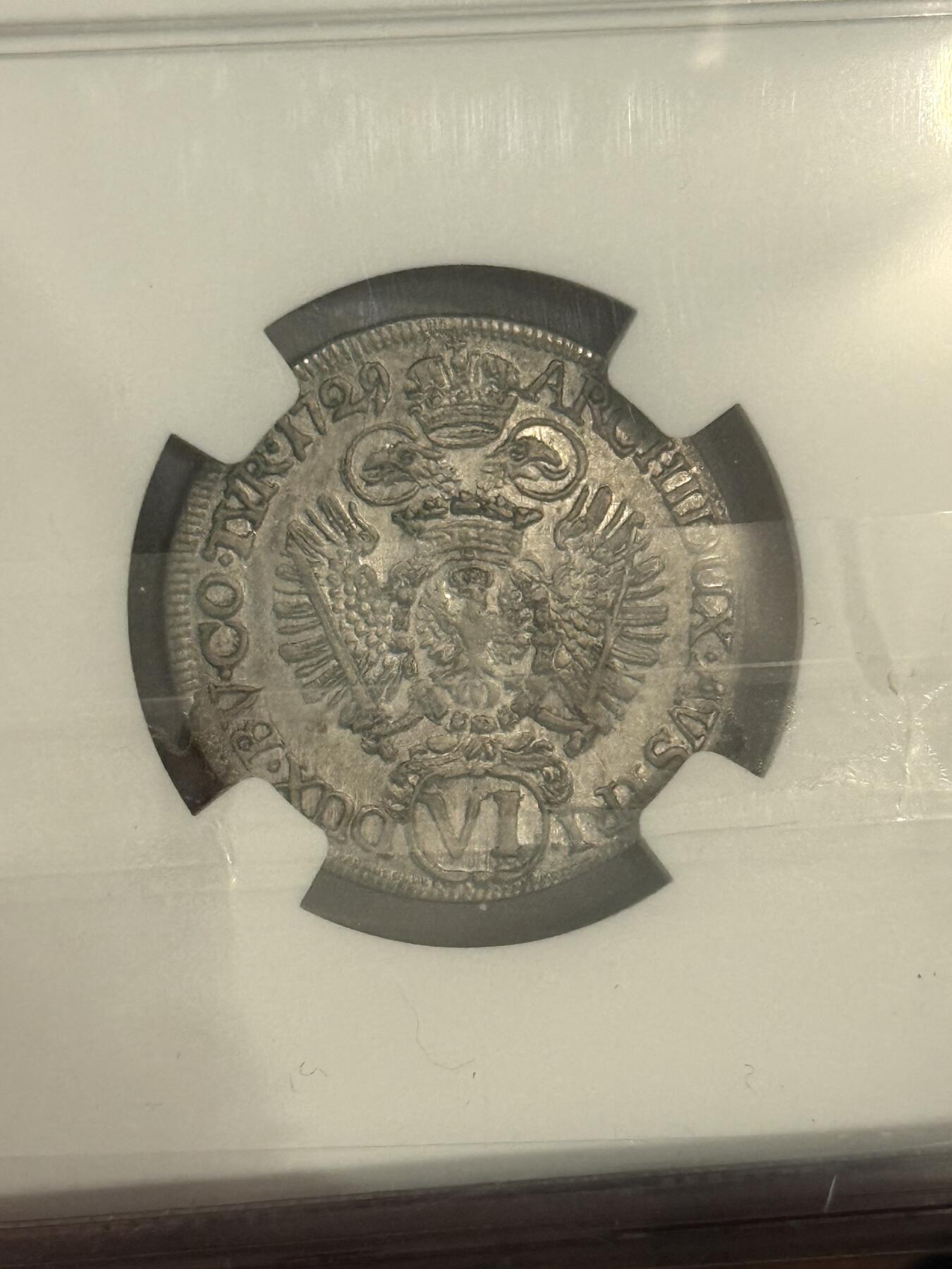 NGC-AU58 1729神罗卷毛6克鲁泽银币