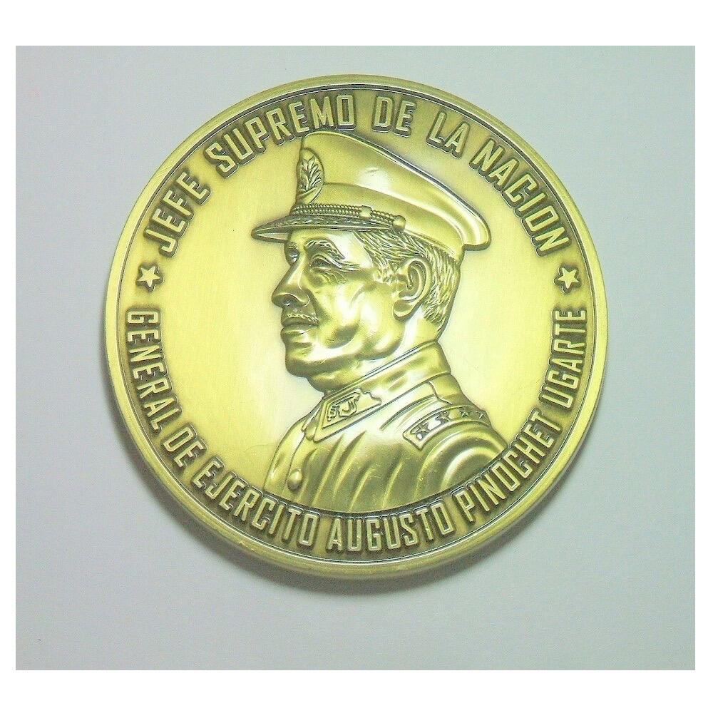 【艺术】智利艺术大章 独裁者总统皮诺切特+总统府 高浮雕精制超大铜章 70MM 102克