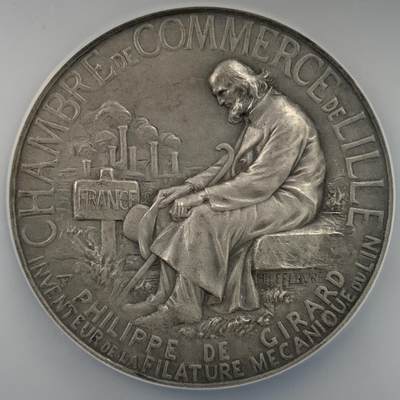 掌中浮雕-藏着的欧洲第053场 - NGC MS63 : 法国里尔工商与农业商会银章，46mm