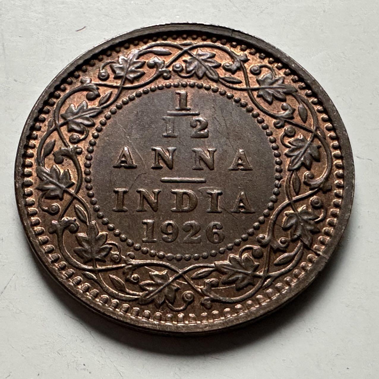 🌹外币初藏🌹🐯2026年第24场  每周二四六晚8️⃣点 接代拍 英属印度1926年1/12安娜 d