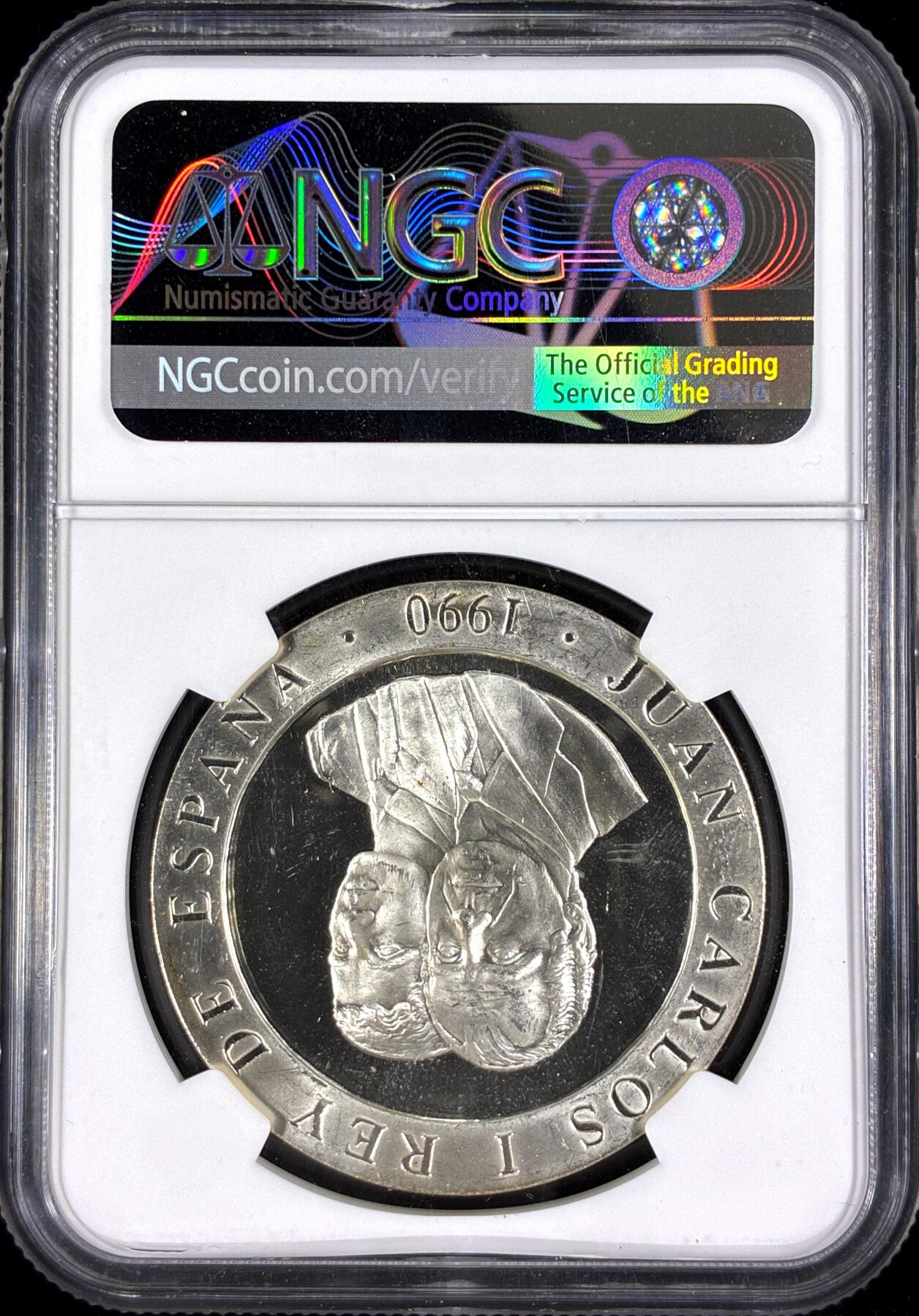 【雨安】【直播拍卖】【第0126期-评级币章】2026-03-07 周六 19:30 (金价1176, 银价22.16) [评级现代] Spain 西班牙 2000比塞塔 1990年 人体金字塔 NGC-PF63 精制币