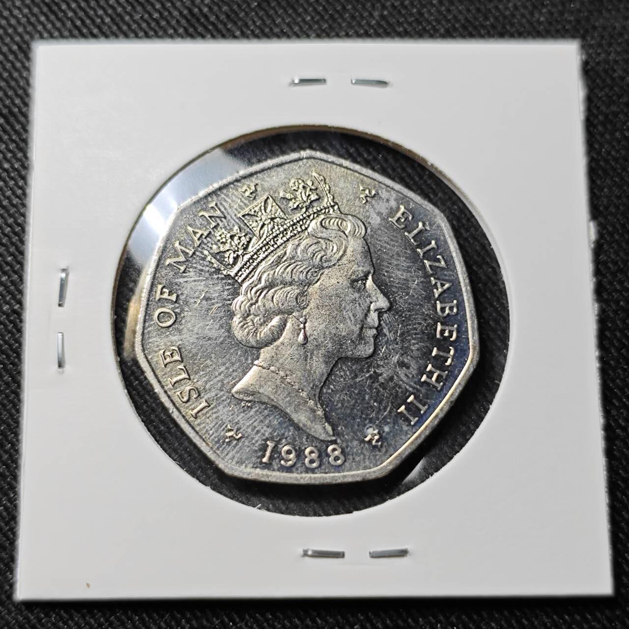 KK钱币收藏小铺   套币 批量/好品散币专场 2月预留时间 周末发货  1988马恩岛50便士