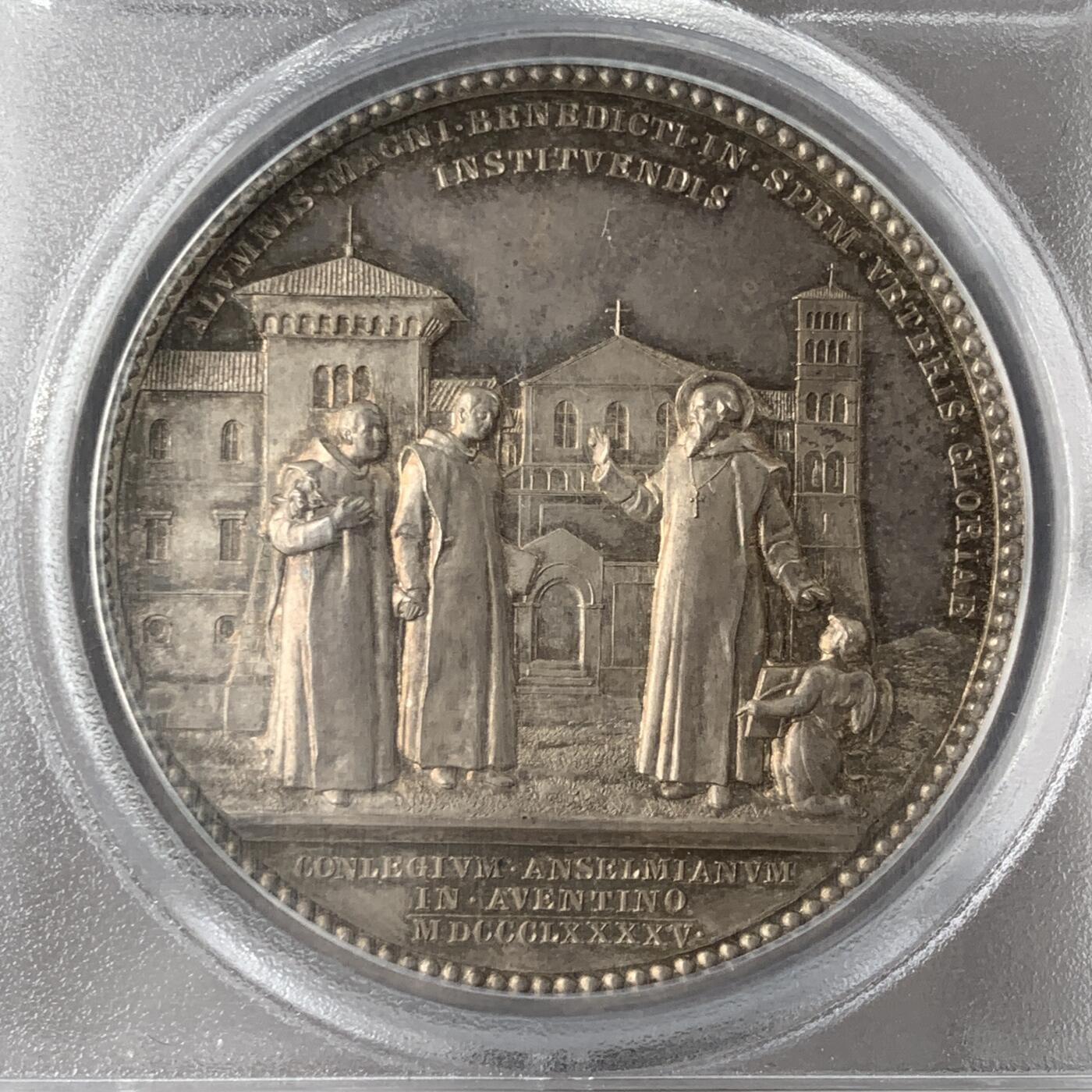 掌中浮雕-藏着的欧洲第053场 PCGS SP65 : 1895年梵蒂冈教皇利奥十三世，阿尔蒂诺安瑟学院银章，43mm