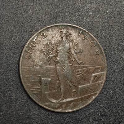 【淘币小摊】实时拍第八百七十五拍   散币场    每周一统一发货 - 意大利1909年2分铜币