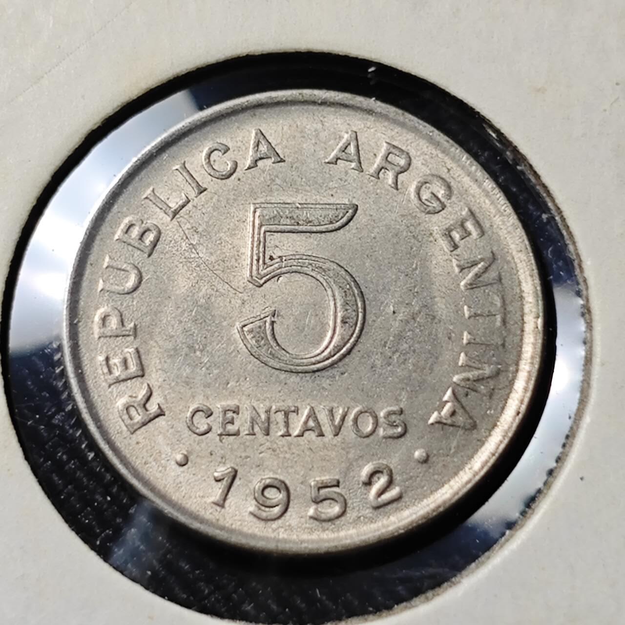 KK钱币收藏小铺   套币 批量/好品散币专场 2月预留时间 周末发货  1952阿根廷5分镍币 好品