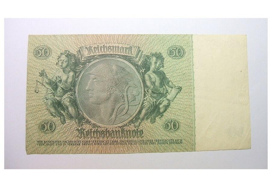 德国第三帝国1933年银行家50马克 无字母花纹水印版 极美品