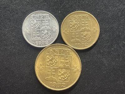 邮泉阁限时拍卖第四十二场（硬币在国外。请付邮费6元。） - 捷克斯洛伐克1992年3枚