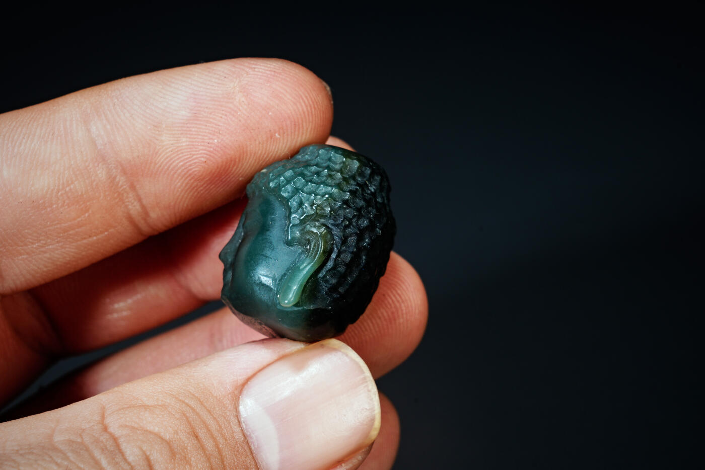 上海都达杂项专场四十四【全场包邮】  天然和田玉青玉精雕《佛头》挂件91-107