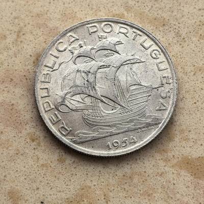 道一币馆币章第一百六十八场 - 葡萄牙1954年帆船10埃斯库多银币 12.5g 680s