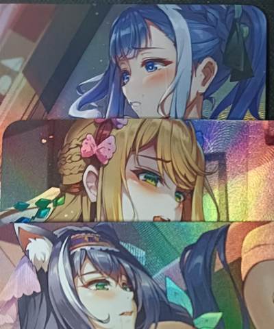 花开卡拍第61期（3月7号周六截拍，品控勿拍!!!拍品不寄存，运费5元（新疆需补运费差价或顺丰到付），自制卡难免瑕疵，可能存在轻微撞角爆边等出厂瑕疵，品控介意勿拍！） - 青鸾殿 艺术卡 双人彩闪3张