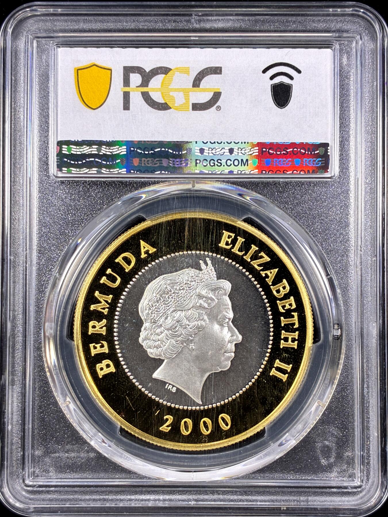 【雨安】【直播拍卖】【第0126期-评级币章】2026-03-07 周六 19:30 (金价1176, 银价22.16) [评级现代] Bermuda 百慕大 1元 2000年 王太后 [28.28克,  0.925银] PCGS-PR67DCAM 精制币