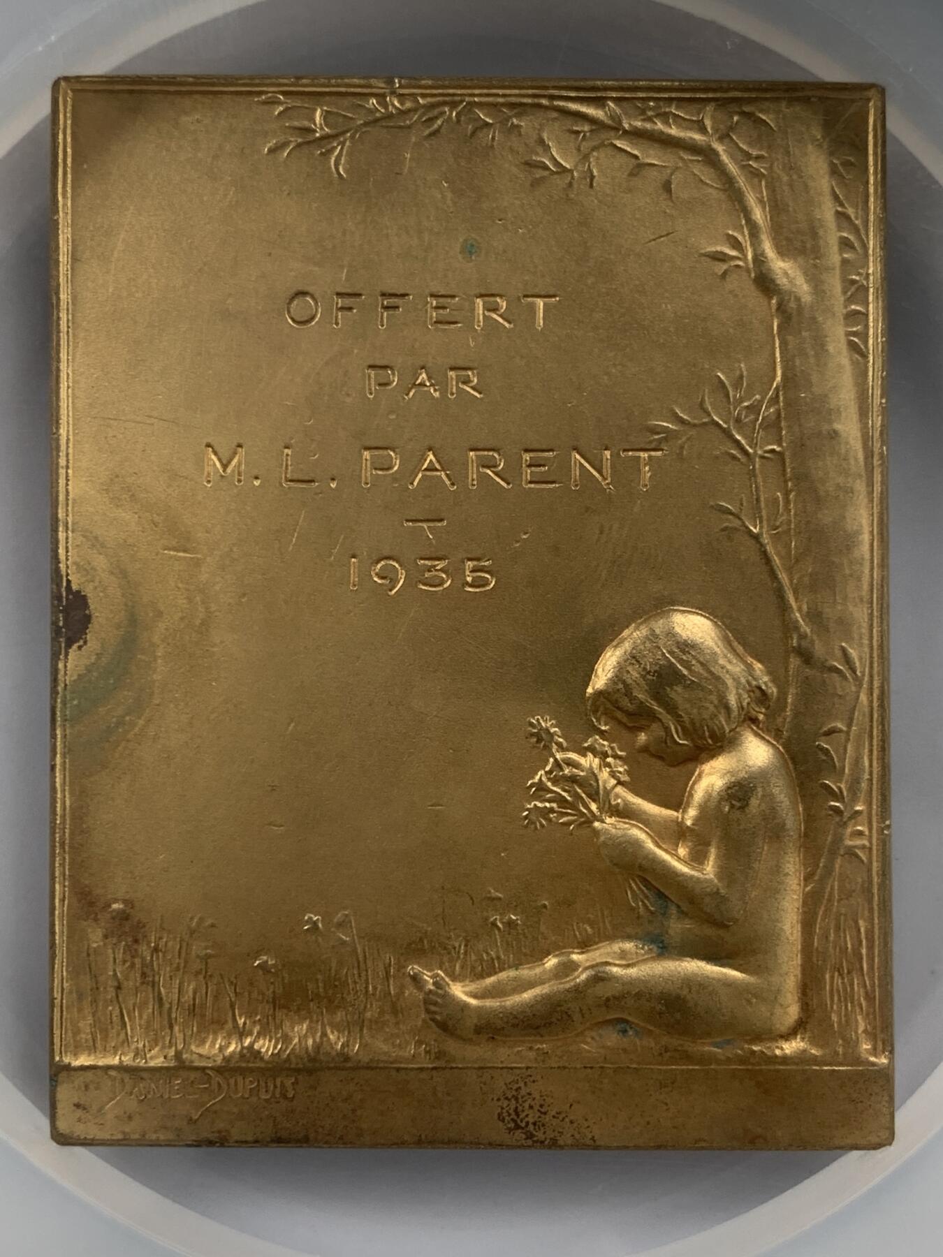 掌中浮雕-藏着的欧洲第053场 NGC MS62 : 1935年法国园艺镀金铜章，61*43mm