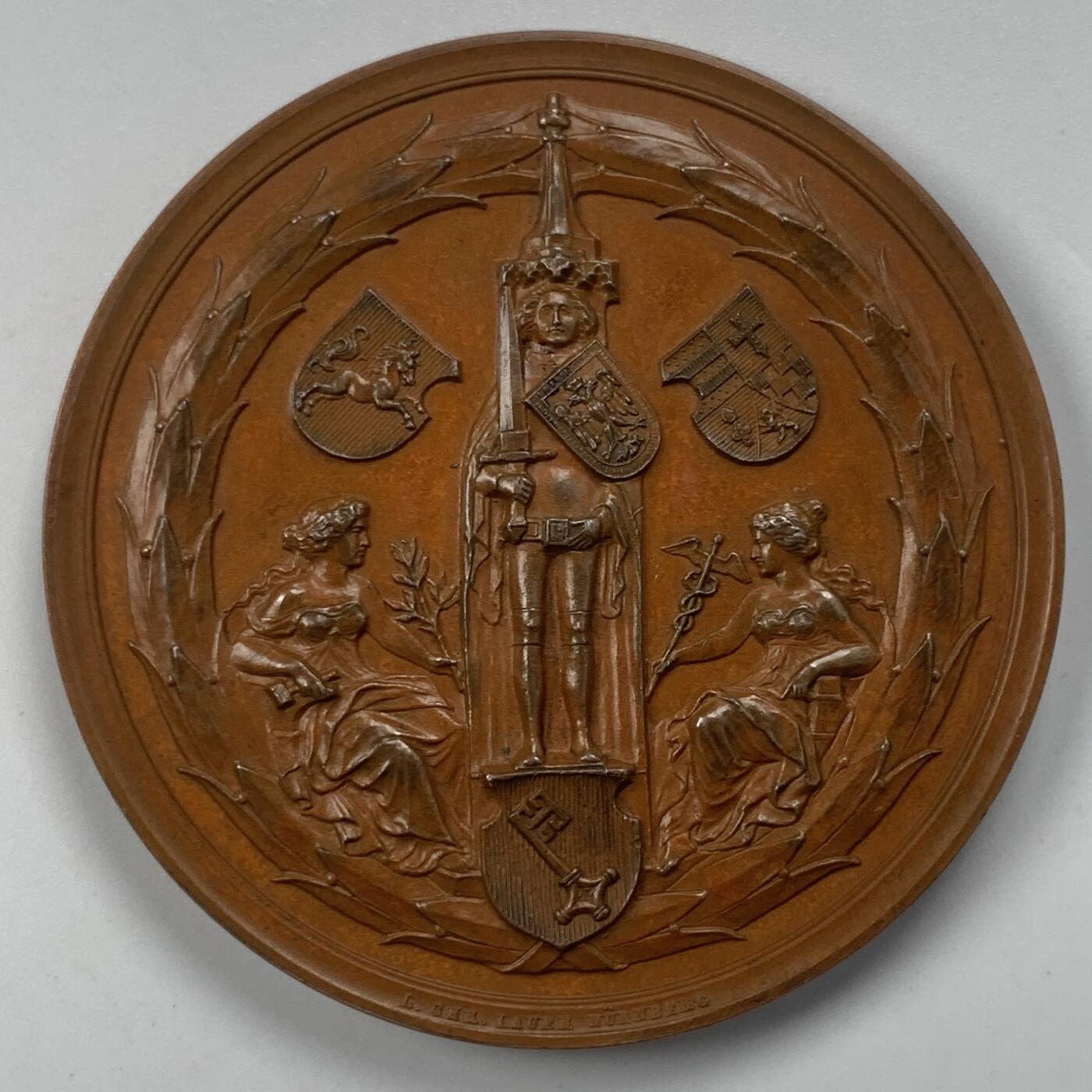 掌中浮雕-藏着的欧洲第053场 1890年德国不莱梅市西北德意志工业博览会纪念铜章，50mm