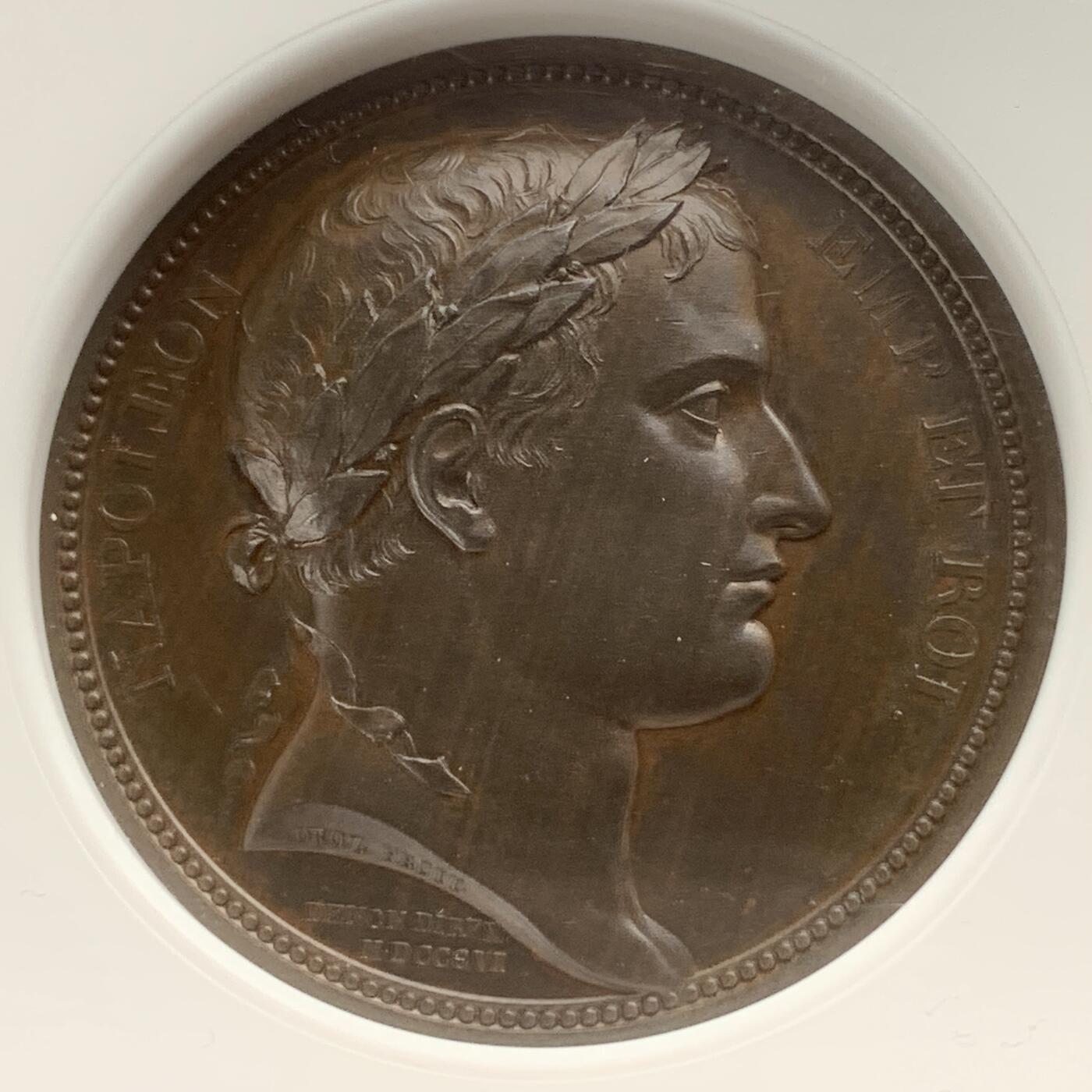 掌中浮雕-藏着的欧洲第053场 NGC MS63 : 1814年与妻儿告别纪念铜章，41mm