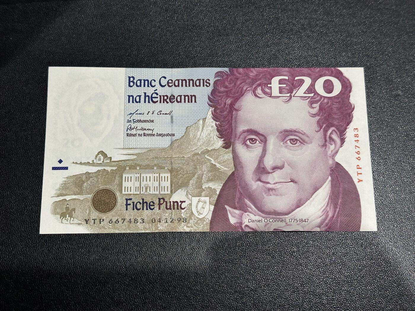 《外钞收藏家》第六百一十四期（精选场）（长期征集拍品、欢迎藏友们联系合作） 1998年爱尔兰20镑 全新 边角极轻微荧光瑕疵