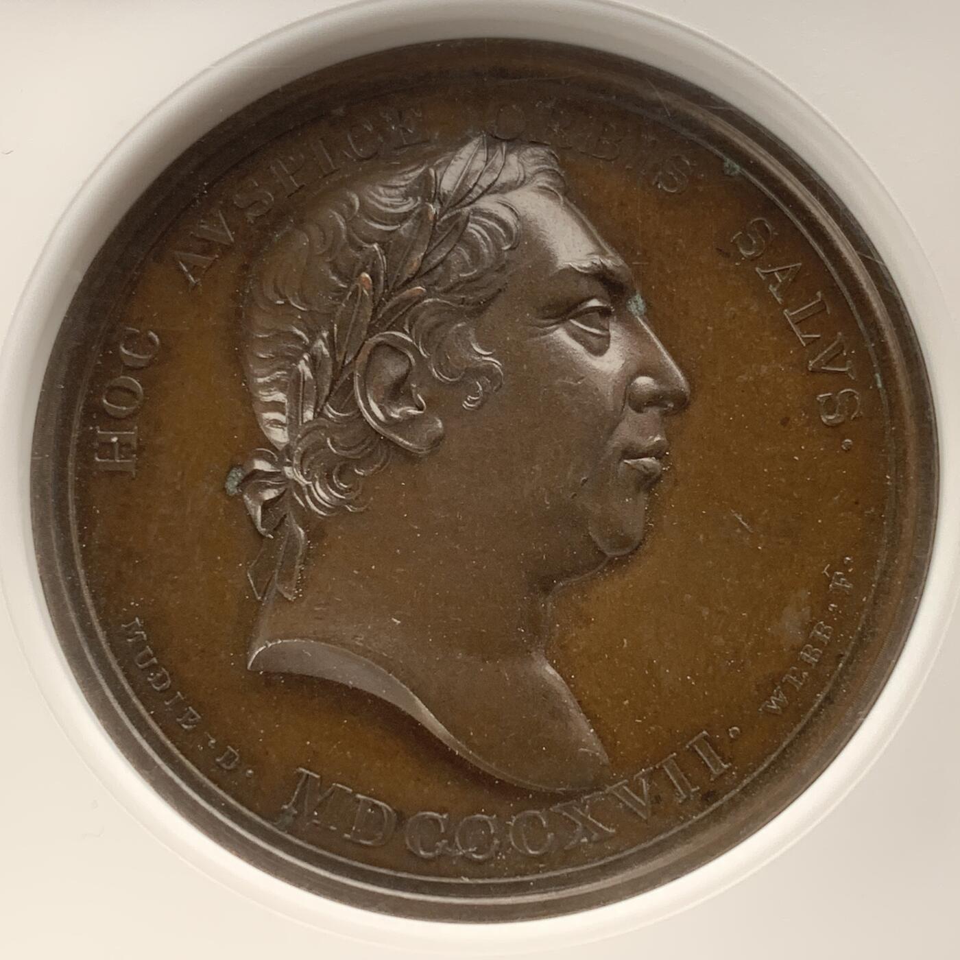 掌中浮雕-藏着的欧洲第053场 NGC MS63 : 英国乔治三世纪念铜章，41mm