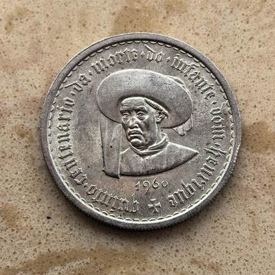 道一币馆币章第一百六十八场 - 葡萄牙1960年亨利亲王逝世500周年10埃斯库多银币  12.5g 800s