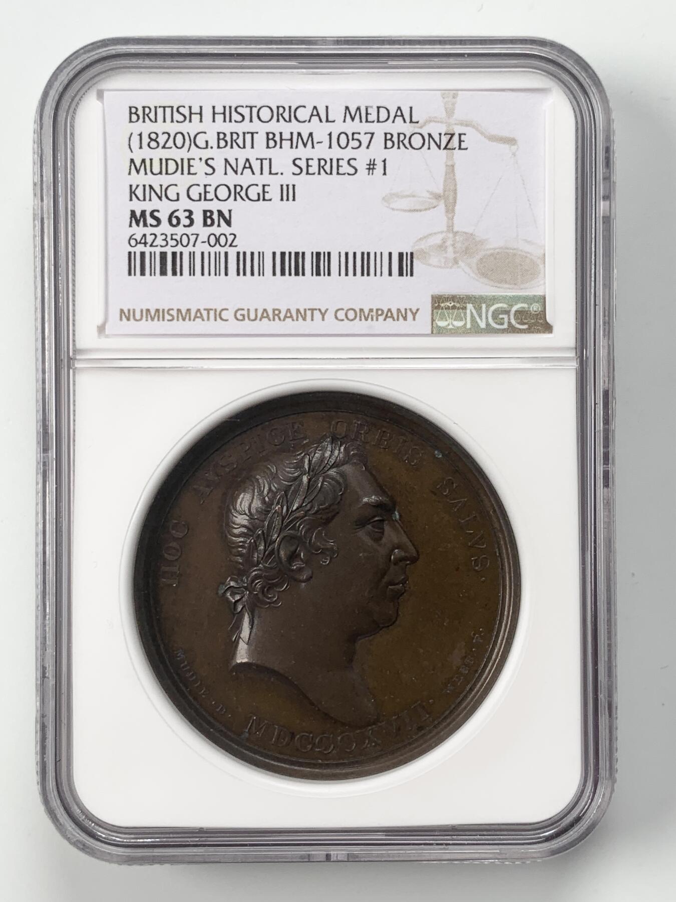掌中浮雕-藏着的欧洲第053场 NGC MS63 : 英国乔治三世纪念铜章，41mm