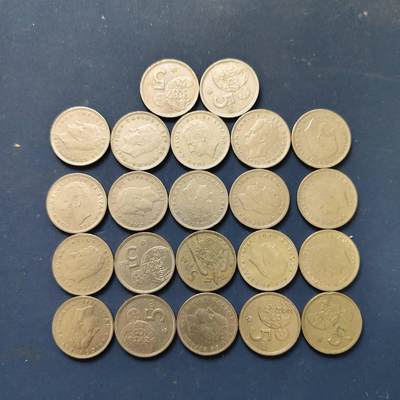 【全场包邮】纯粹捡漏拍508场 - 西班牙各年份5比塞塔22枚一组-含普通版+世界杯纪念版