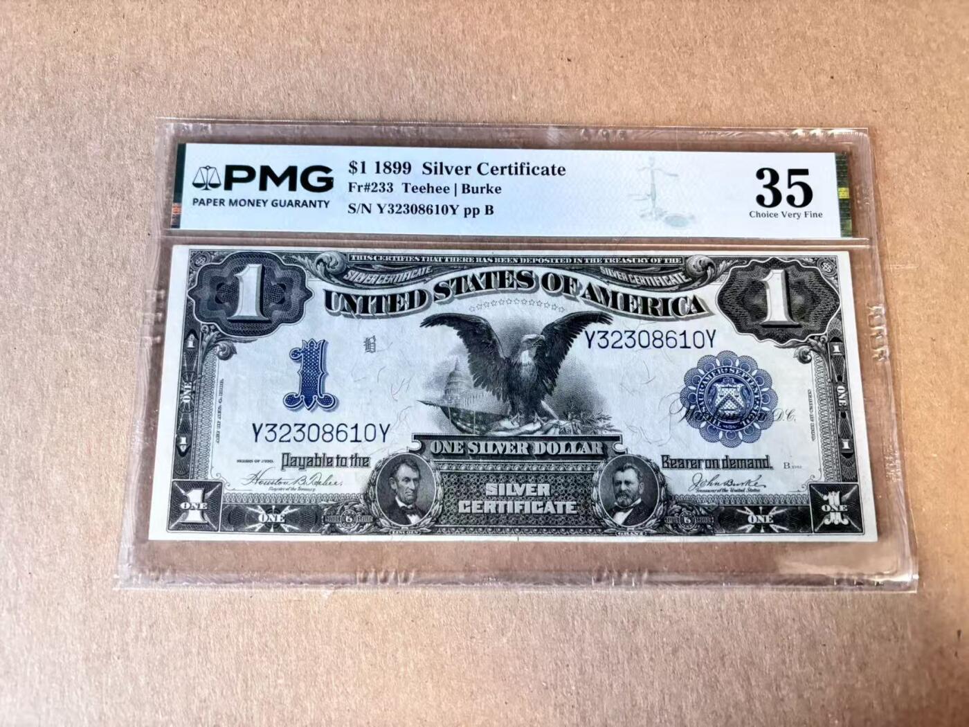 (800期大拍拍品火热征集中🔥）【Blue Auction】世界纸币精拍第790期——18级TOP拍卖/信誉/品质/专业/高效💫  【无47】美国 1899年1美金 银币券 大黑鹰 PMG35