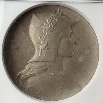 掌中浮雕-藏着的欧洲第053场 - NGC MS65 : 1901瑞士卢塞恩射击节纪念银章，45mm