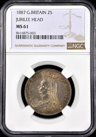 【雨安】【直播拍卖】【第0126期-评级币章】2026-03-07 周六 19:30 (金价1176, 银价22.16) - [评级欧洲] Great Britain 英国 1弗洛林 KM#0762 (1887-1892) 维多利亚 高冠 1887年  NGC-MS61