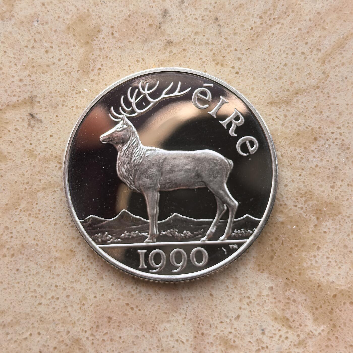 道一币馆币章第一百六十八场 爱尔兰1990年工党玛丽·罗宾逊当选总统5埃居精制银币 10g 925S 20000