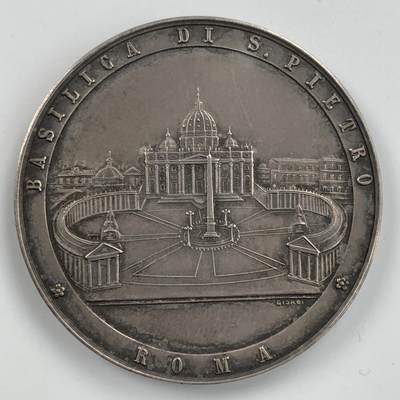 掌中浮雕-藏着的欧洲第053场 - 1975年宗教纪念银章，正面圣彼得大教堂广场，40mm，32g