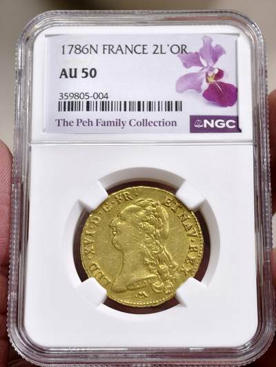 NGC-AU50法国1786年蒙彼利埃厂路易十六2路易金币 - NGC-AU50法国1786年蒙彼利埃厂路易十六2路易金币