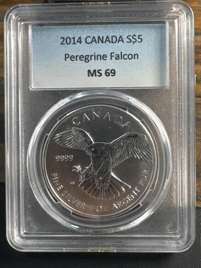 ❤️【币观天下】❤️ 第343期钱币秒杀拍卖场- 2026.3.6周五晚上6点半场 长期征集拍品  - 加拿大2014年5元普制银币 游隼 1盎司9999银 盒装