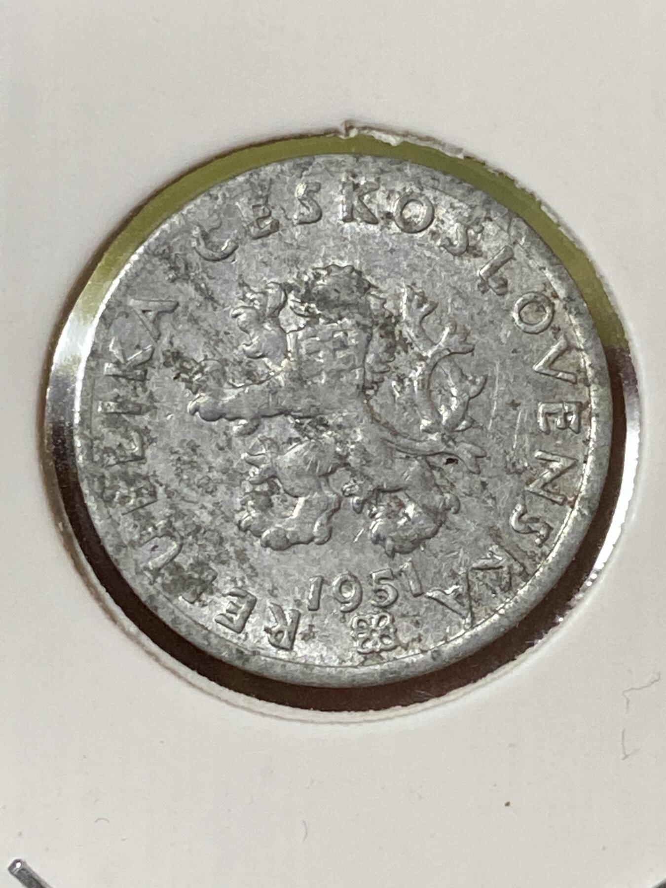 2026年第三十三场(总第二百零二场）外国精品纸夹币场(免佣金) 捷克斯洛伐克1951年20赫勒(二战前第二套第二版，铝材质版，首发年仅发行2年，克雷姆尼察造)